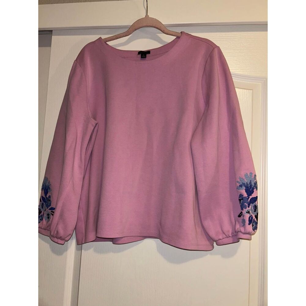 Ann Taylor pink purple embroidered sweatshirt woman's size XL